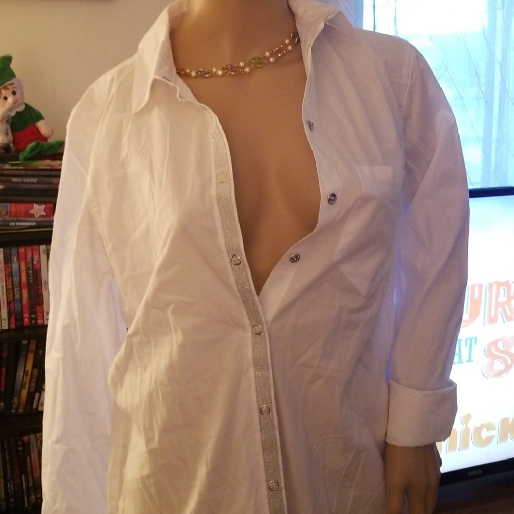 Nwts Zara Long White Button Down - Picture 4 of 7